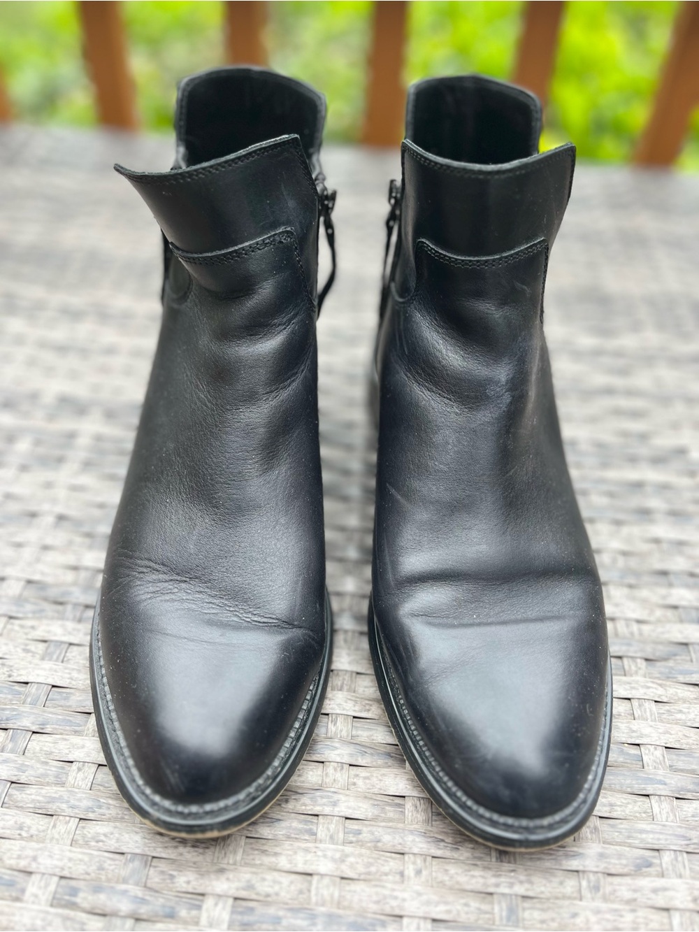 Franco Sarto Black Leather Double-Zip Ankle Booties - Picture 3 of 9